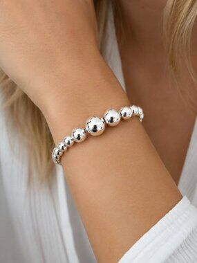 925 Sterling Silver Bead Bracelet Ball Bracelet Large Round Bracelet